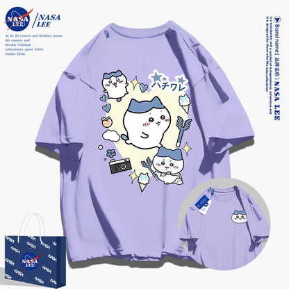 Japanese Cartoon ChiiKawa Casual Style T-Shirt Series | Hachiware Attack Front & Back - Kawaii Fashion Items