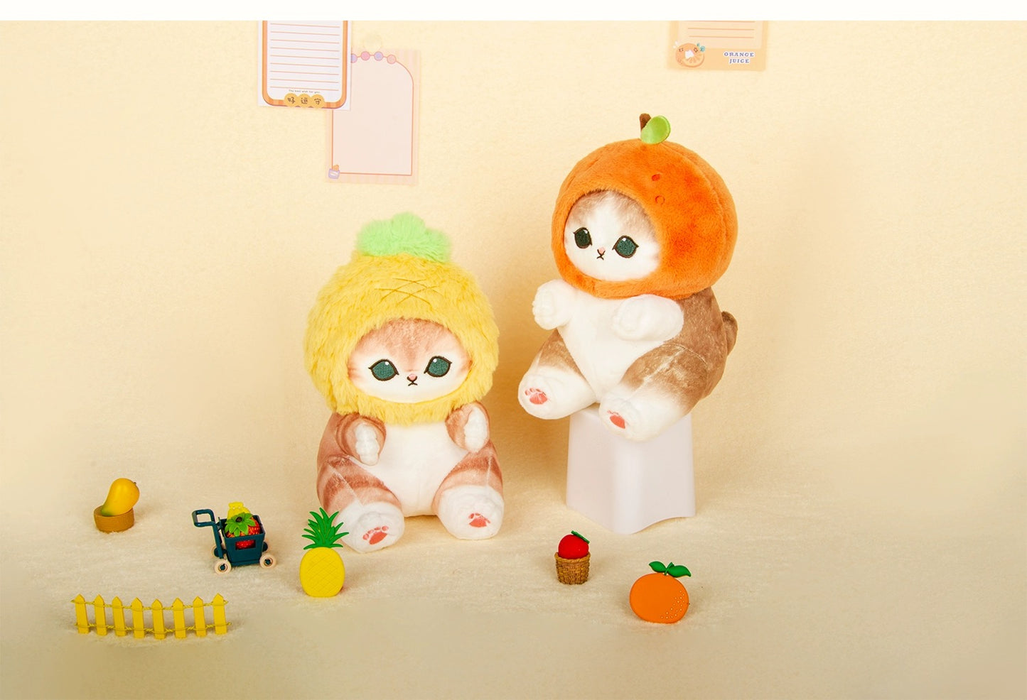 Japan Artist Mofusand Cat Neko Fruit | Orange Apple Pineappe - 20cm Mascot Plush Doll