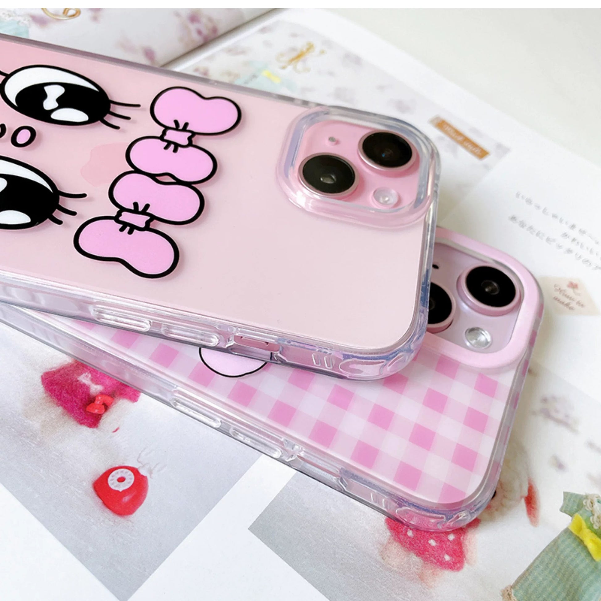 Korean Cartoon Fashion Esther Bunny | Big Face & Twin Sisters - iPhone Case 13 14 15 Pro Promax