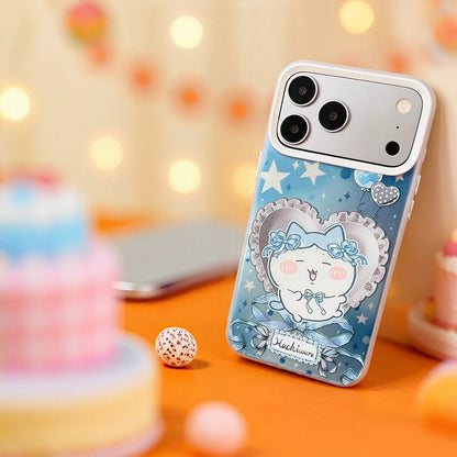 Japanese Cartoon ChiiKawa Ribbon Heart Cushion Laser Case | Chiikawa Hachiware Usagi Momonga 4 Styles - Phone Case Samsung Galaxy S26 S25 S24 S23 S22 S21 FE Ultra Edge