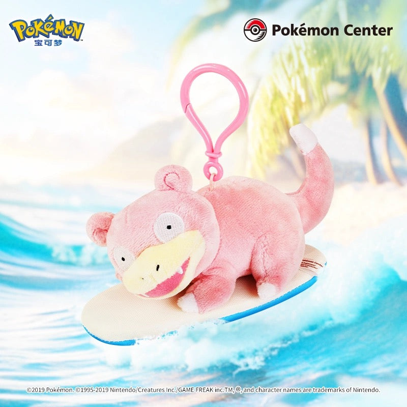 Japan Cartoon Pokemon Center Version Keychain |  Slowpoke Surfing - Mascot Mini Plush Doll