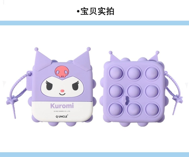 Sanrio Silicone Square PopBoom Purse Bag | Hello Kitty My Melody Kuromi Cinnamoroll KeroKeroKeroppi  - Playful Coin Bag Can put in Airpods EarPhone Children Gift
