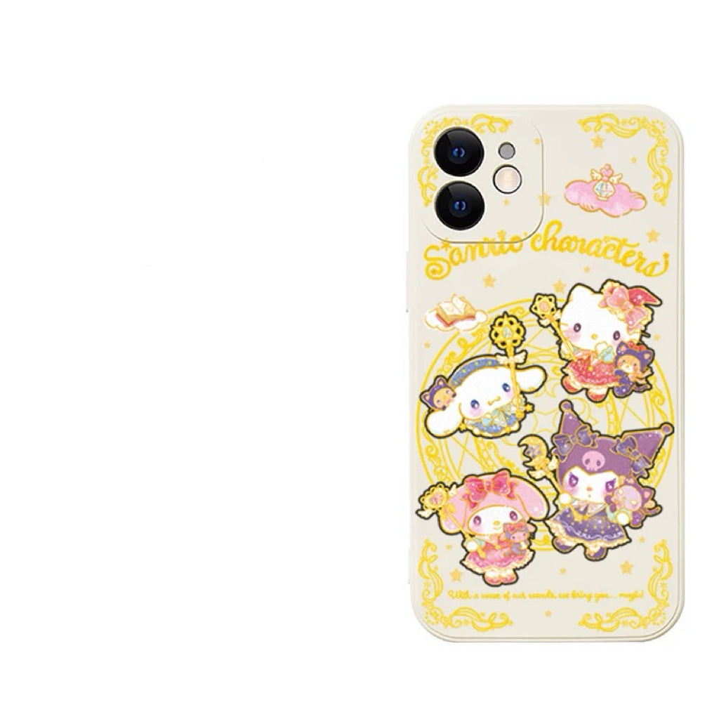 Japanese Cartoon Sanrio Magic School | Hello Kitty My Melody Kuromi Cinnamoroll Witch Wizard Laser Colour Clear - iPhone Case 11 12 13 14 15 16 Pro Promax KawaiiGiftLand