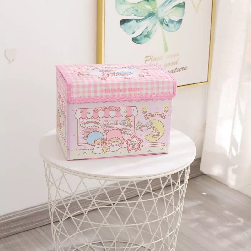 Japanese Cartoon Desert Food Shop Storage Box with Cover | Hello Kitty My Melody Kuromi Little Twin Stars Cinnamoroll Sanrio Friends - Bedroom Girl Gift