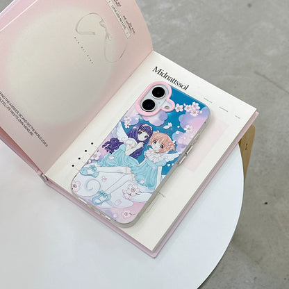 CardCaptorSakura Retro Comic Laser Case | Part 2 Couple Style Sakura Syaoran Tomoyo - iPhone Case PLUS SE2 XS XR X 11 12 13 14 15 16 16e 17 17e Pro Promax 12mini 13mini