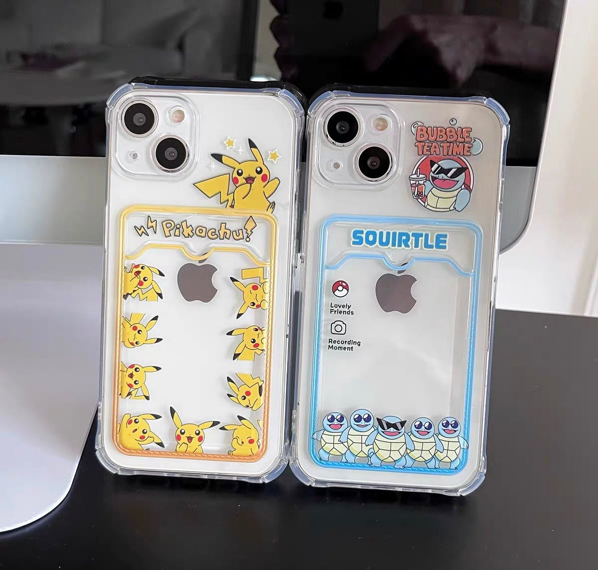 Japanese Cartoon Pokemon Photo Holder | Pikachu Squirtle - iPhone Case PLUS X 11 12 13 14 15 Pro Promax