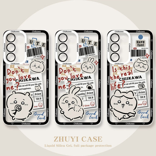 Japanese Cartoon Chiikawa Have Fun Cute Version | Chiikawa Hachiware Usagi Momonga - Phone Case Samsung Galaxy S26 S25 S24 S23 S22 S21 FE Ultra Edge