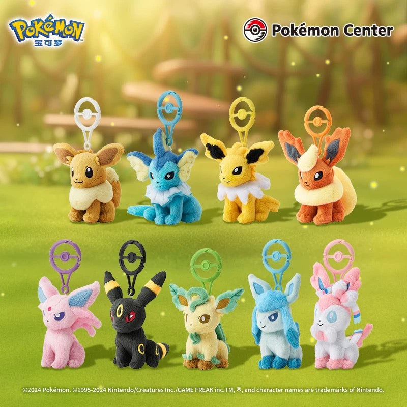 Japan Cartoon Pokemon Center Pokeball Keychain Eevee Evolution Evolve | Eevee Vaporeon Jolteon Flareon Espeon Umbreon Leafeon Glaceon Sylveon - Mascot Mini Plush Doll