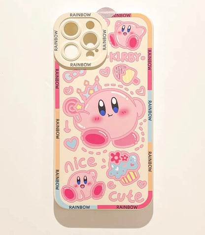 Japanese Cartoon Pink Monster Star Kabi Pink and Yellow iPhone Case 6 7 8 PLUS SE2 XS XR X 11 12 13 14 15 Pro Promax 12mini 13mini