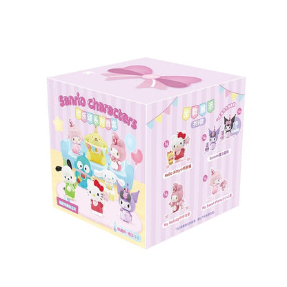 Sanrio Characters Cute Happy Party with Box Series | Hello Kitty My Melody Piano Kuromi Cinnamoroll Pompompurin Pochacco Hangyodon - Kawaii Decoration Collectable Toys Toy Collection