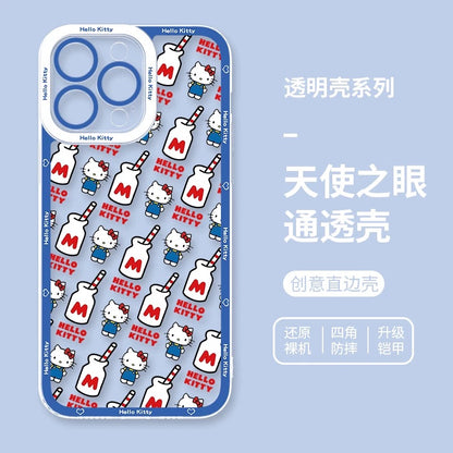 Japanese Cartoon Hello Kitty | Vintage Kitty Blue Version - iPhone Case PLUS SE2 XS XR X 11 12 13 14 15 16 16e 17 17e Pro Promax 12mini 13mini