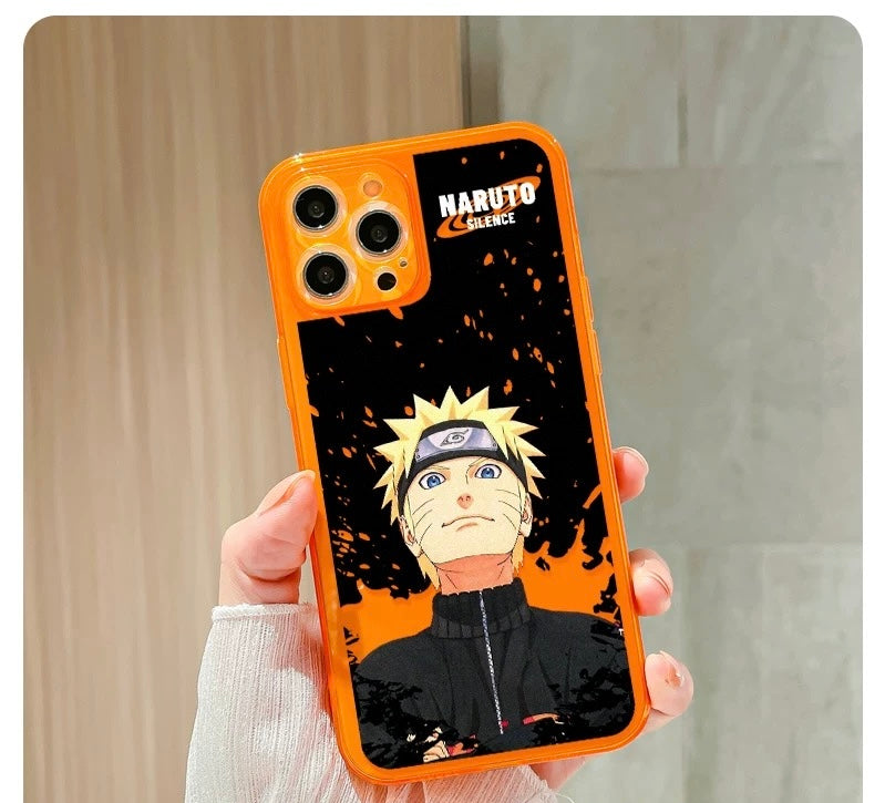 Japanese Anime Naruto Ninja | Fluorescent Orange Clear Case Naruto - iPhone Case 7 8 PLUS XS XR X 11 12 13 14 15 16 Pro Promax SE3 SE2 mini