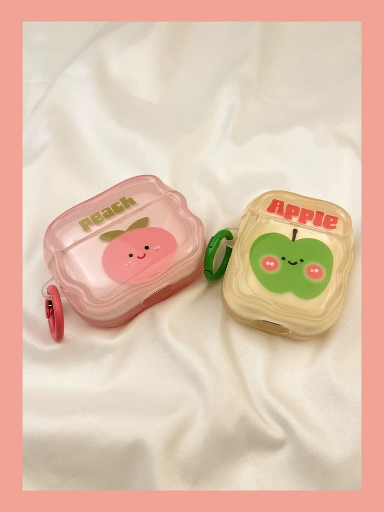 Japanese Cartoon Fun Colourful Fruits Strawberry Cherry GreenApple Peach - AirPods AirPodsPro AirPods3 Case Green Yellow Pink