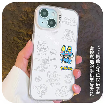 Japanese Cartoon Pokemon Matt & Silver Case Part6 | ポッチャマ ジャノビー ケロマツ モクロー ドオー ジラーチ ミュウツー 7種類 - iPhone ケース PLUS SE2 XS XR X 11 12 13 14 15 16 16e 17 17e Pro Promax 12mini 13mini