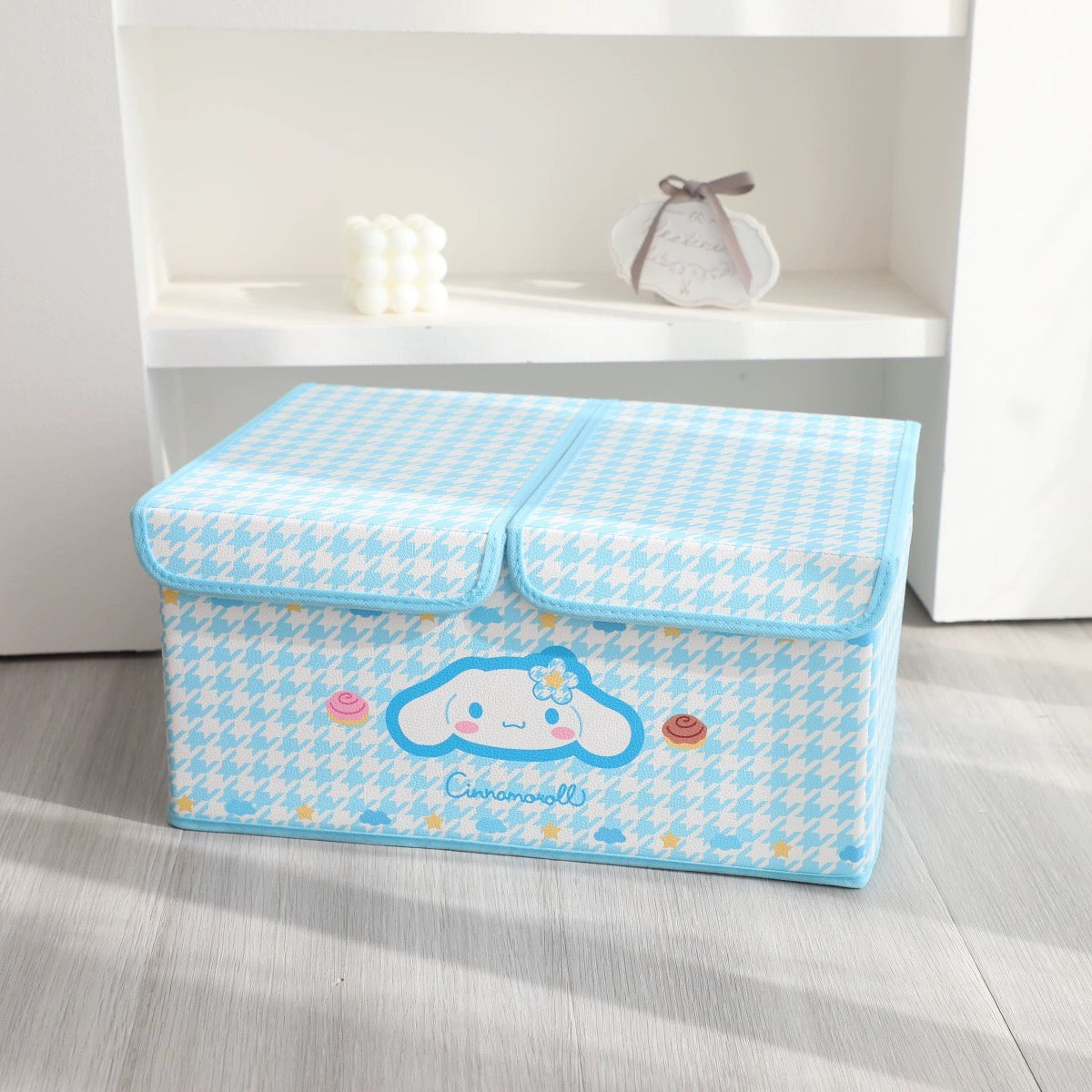 Sanrio 2 Covers Vintage Colourful Storage Box with Cover | Hello Kitty My Melody Kuromi Cinnamoroll Pompompurin Pochacco Hangyodon - Bedroom Girl Gift