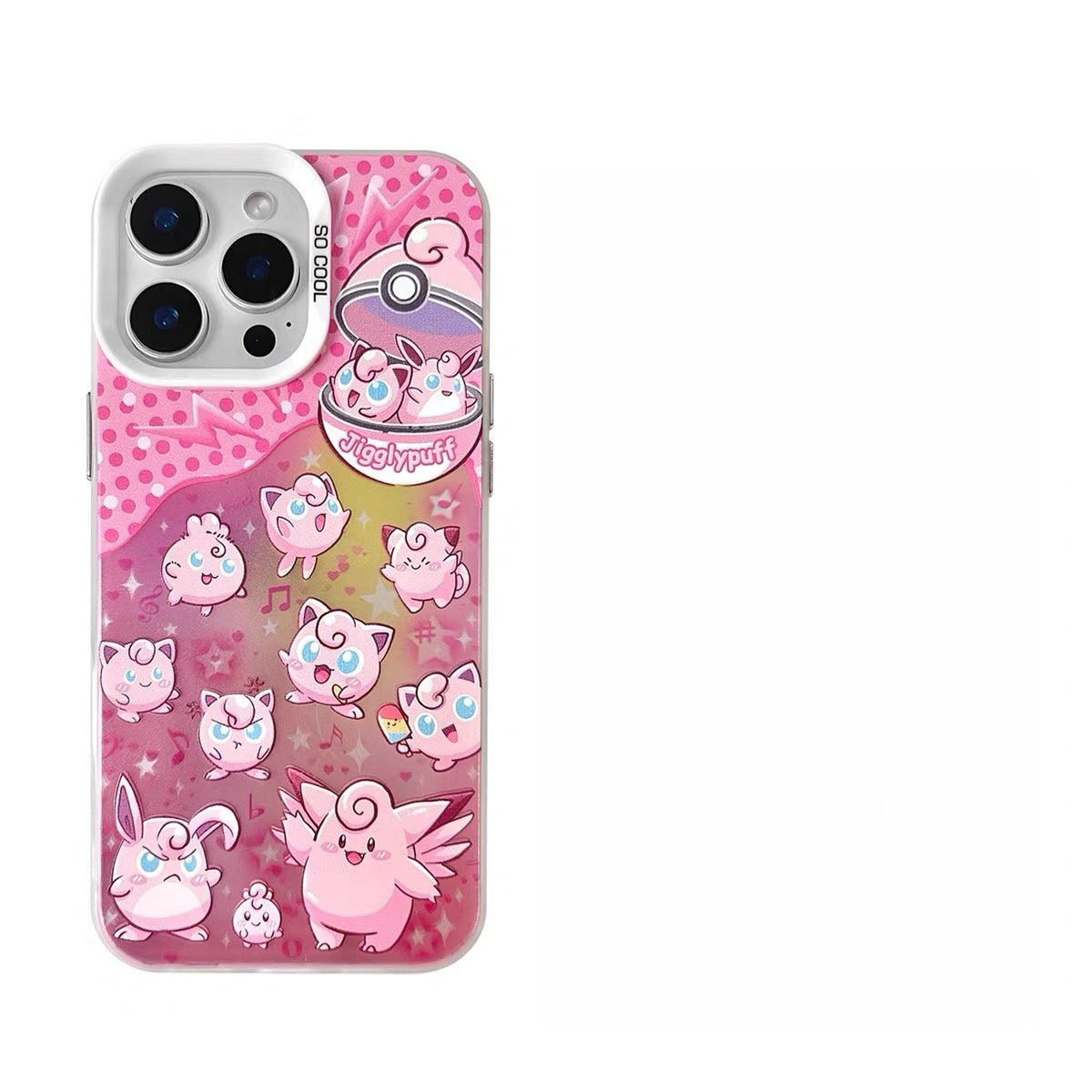 Japanese Cartoon Pokemon UFO Laser Case | Jigglypuff Gengar Bulbasaur - iPhone Case 11 12 13 14 15 16 16e 17 17e Pro Promax