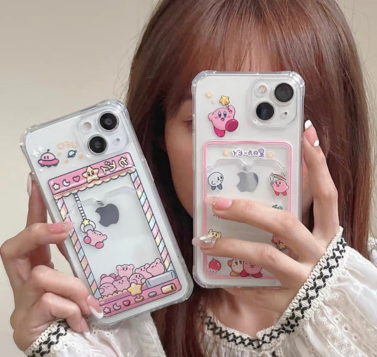 Japanese Cartoon Pink Monster Star kabi Photo Holder iPhone Case PLUS X 11 12 13 14 15 16 Pro Promax KawaiiGiftLand