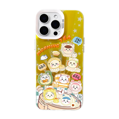 Japanese Cartoon ChiiKawa Yum Cha Laser Case | Morning Tea Dim Sum - iPhone Case 11 12 13 14 15 16 16e 17 17e Pro Promax