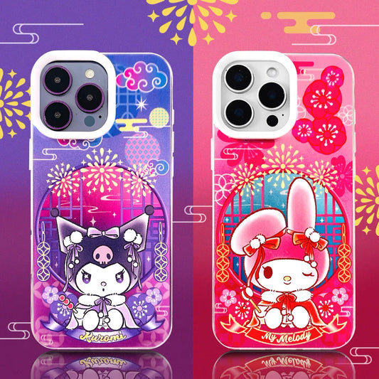 Japanese Cartoon Sanrio Chinese Princess Style Laser Case | My Melody Kuromi 2 Styles - iPhone Case 11 12 13 14 15 16 16e 17 17e Pro Promax