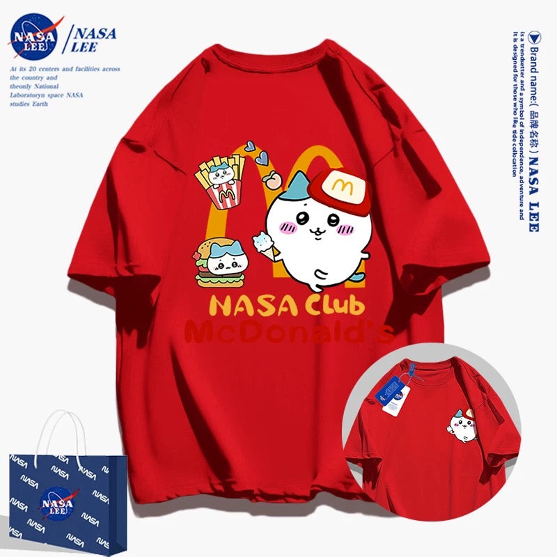 Japanese Cartoon ChiiKawa Casual Style T-Shirt Series | Hachiware FastFood Front & Back - Kawaii Fashion Items