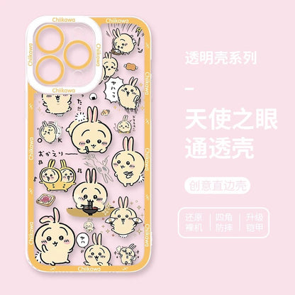 Japanese Cartoon Chiikawa Daily Emo Version | Chiikawa Hachiware Usagi Momonga - iPhone Case PLUS SE2 XS XR X 11 12 13 14 15 16 16e 17 17e Pro Promax 12mini 13mini