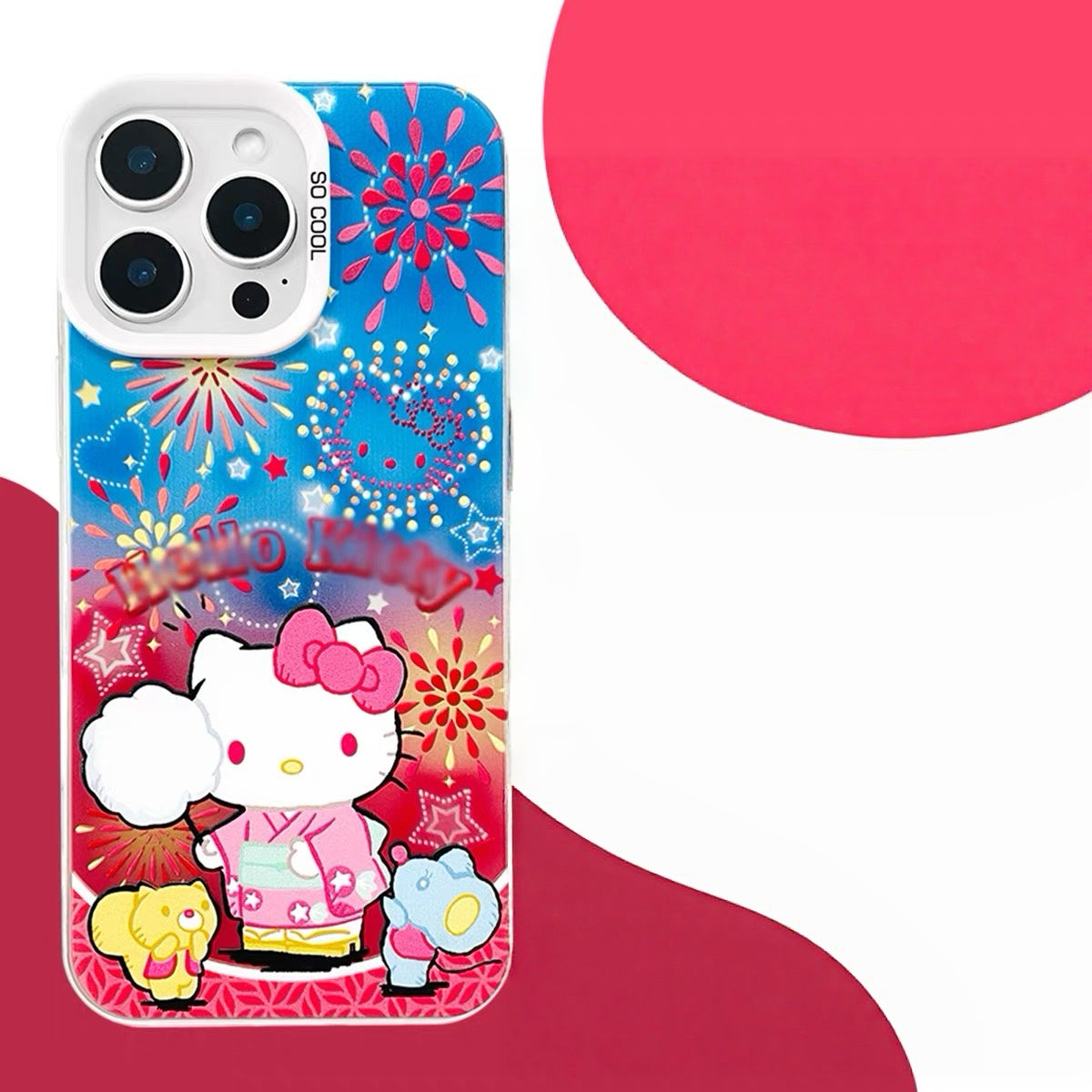 Japanese Cartoon Sanrio Summer Festival Laser Case | Hello Kitty My Melody Kuromi 3 Styles - iPhone Case 11 12 13 14 15 16 16e 17 17e Pro Promax