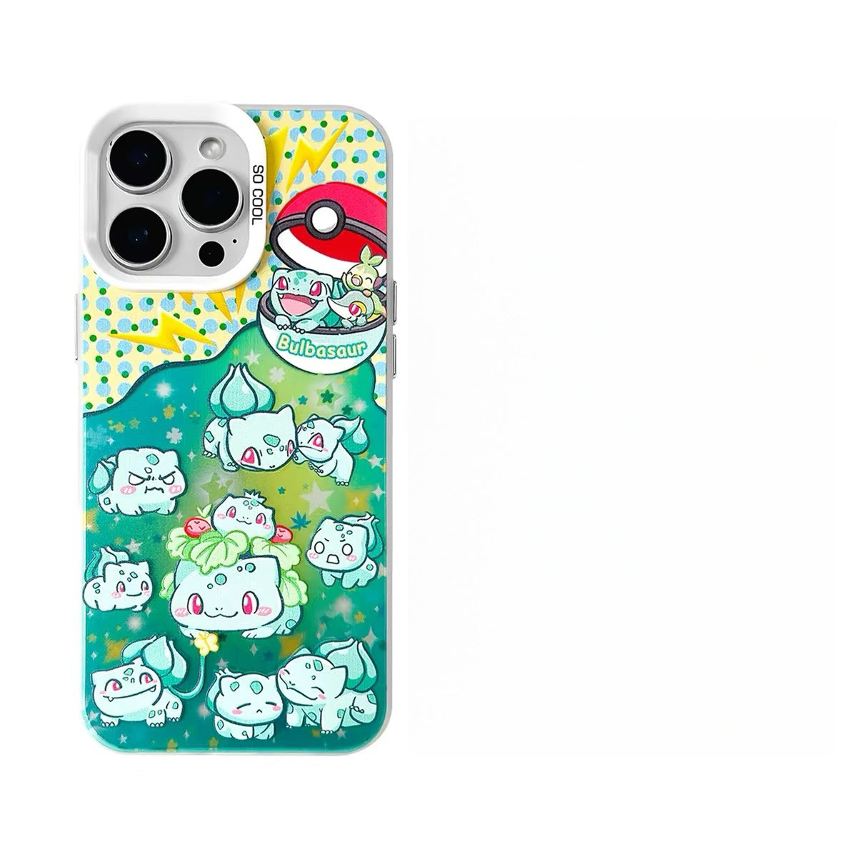 Japanese Cartoon Pokemon UFO Laser Case | Jigglypuff Gengar Bulbasaur - iPhone Case 11 12 13 14 15 16 16e 17 17e Pro Promax
