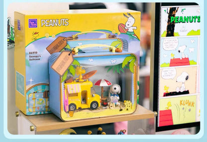 Pan Tasy x Peanut | Summer Travel Suitcase White Dog and Friends - Lovely Dog and Yellow Birds Building Blocks Toy Collections