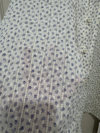 Japanese Fashion Cute Style Shirt Series | Mori Blue Flower White Shirt - Kawaii Fashion Item