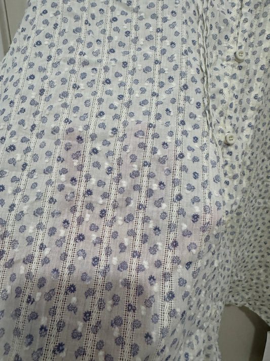 Japanese Fashion Cute Style Shirt Series | Mori Blue Flower White Shirt - Kawaii Fashion Item