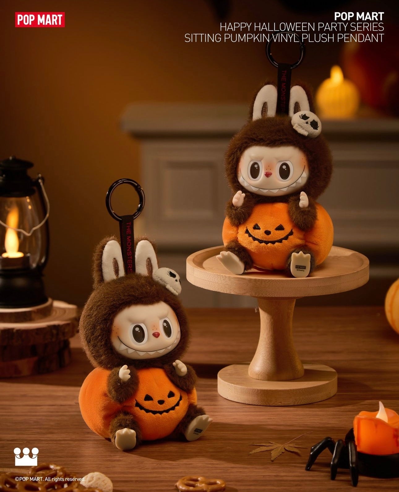 Popmart Happy Halloween Party Series Limited Edition | Zimomo Sitting Pumpkin Vinyl Plush Pendant Figure Keychain - 15cm Kasing Lung Zimomo Labubu Toy Collection