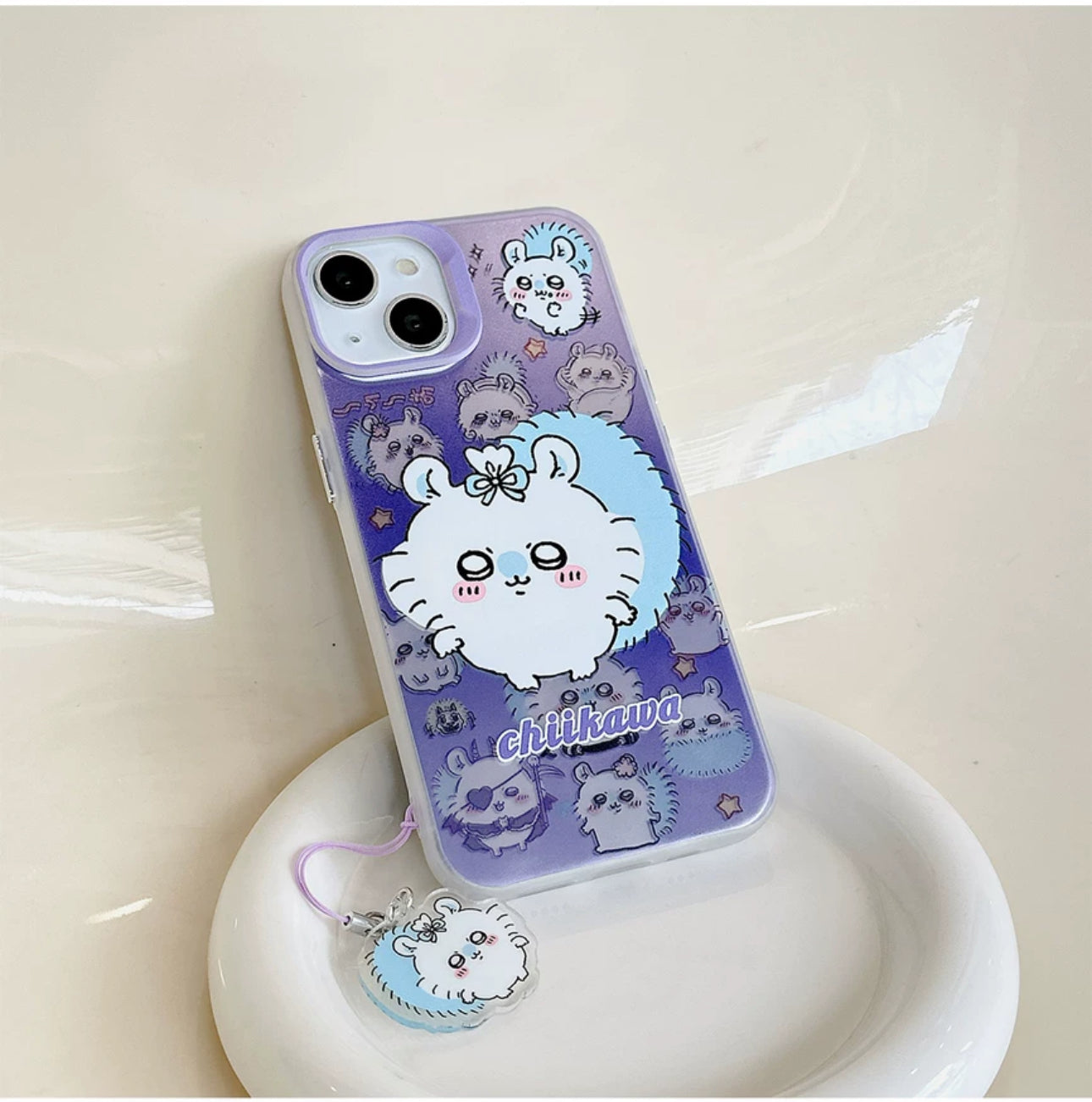 Japanese Cartoon iPhone Case with Strap | Laser ChiiKawa Hachiware Usagi Momonga - iPhone CasePhone Case  7 8 PLUS SE2 XS XR X 11 12 13 14 15 Pro Promax 12mini 13mini