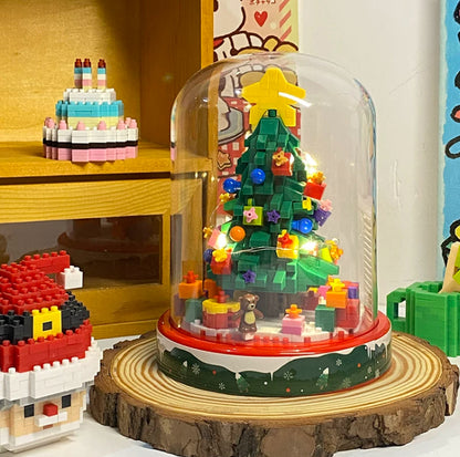 Mini Block Building with Cover | Christmas Tree - with LED Lights Xmas Gift DIY Handmade Gift