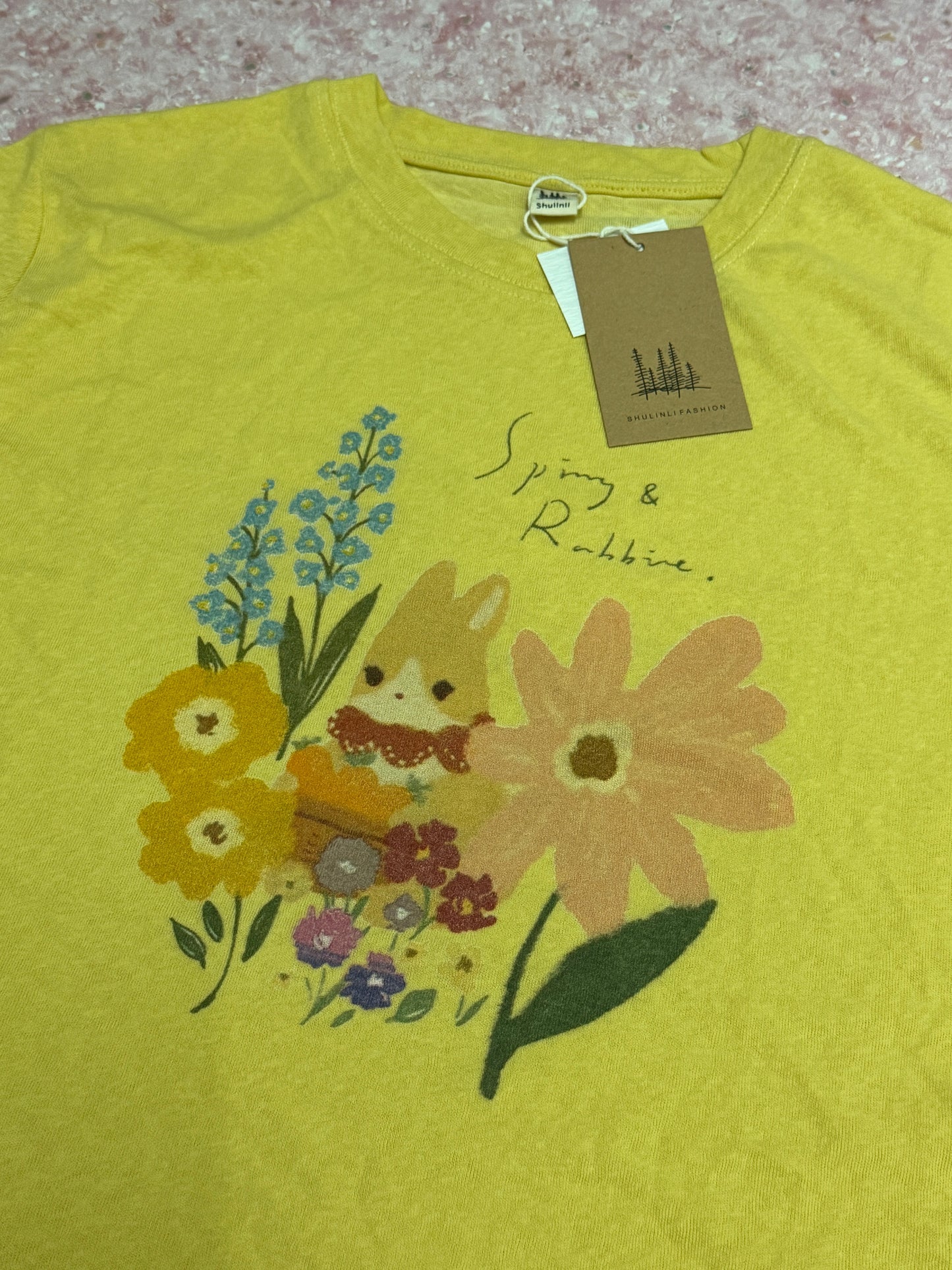 Japanese Fashion Cute Animals Style T-Shirt Series | Mori Rabbit with Flower - Kawaii Fashion Items