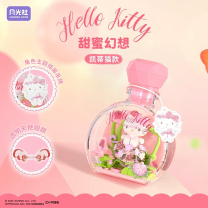 Sanrio Characters The Flower Angel in Perfume Bottle | Hello Kitty My Melody Kuromi Cinnamoroll Pompompurin Pochacco - Building Blocks Toy Collectable Mystery Blind Box with LED Light
