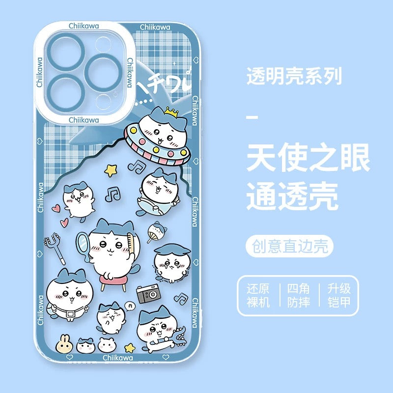 Japanese Cartoon ChiiKawa UFO Version Clean Case | Chiikawa Hachiware Usagi Momonga - iPhone Case PLUS SE2 XS XR X 11 12 13 14 15 16 16e 17 17e Pro Promax 12mini 13mini