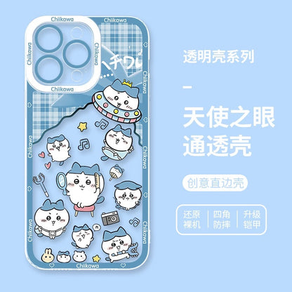 Japanese Cartoon ChiiKawa UFO Version Clean Case | Chiikawa Hachiware Usagi Momonga - iPhone Case PLUS SE2 XS XR X 11 12 13 14 15 16 16e 17 17e Pro Promax 12mini 13mini