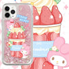 Japanese Cartoon My Melody Ice Cream Cup -  Pink Glitter QuickSand iPhone Case 6 7 8 PLUS SE2 XS XR X 11 12 13 14 15 16 Pro Promax 12mini 13mini