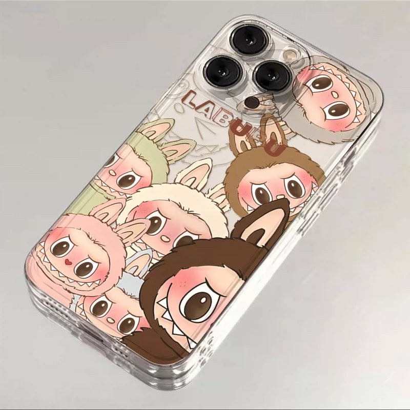 Cute Cartoon Labubu Zimomo | Many Labubu Screen - iPhone Case XR XS X 11 12 13 14 15 Pro Plus Promax
