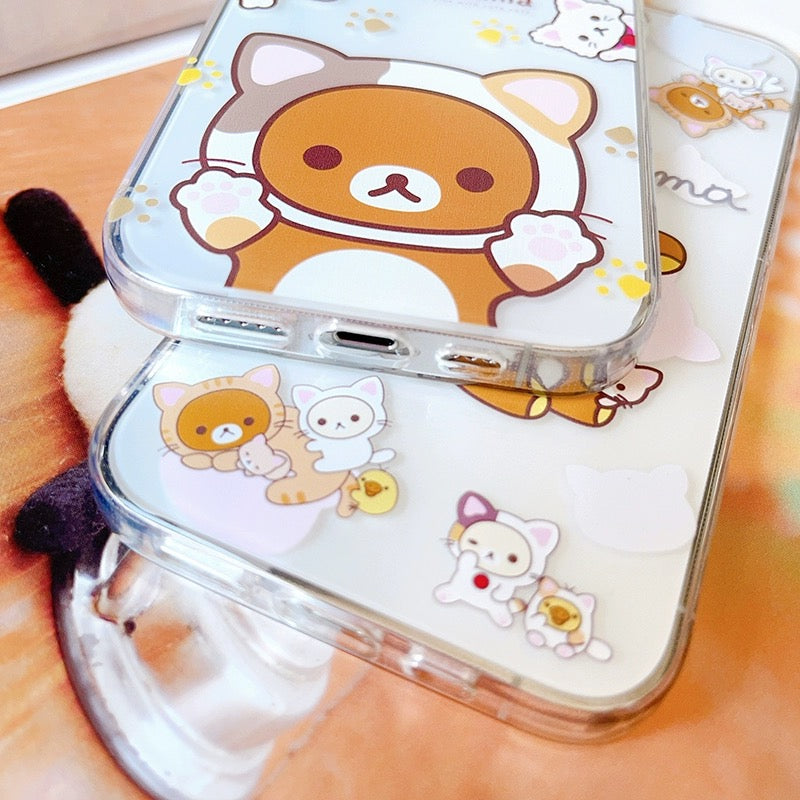 Japanese Cartoon Neko Cat Rilakkuma iPhone Case 7 8 PLUS SE2 XS XR X 11 12 13 14 15 Pro Promax mini SE3
