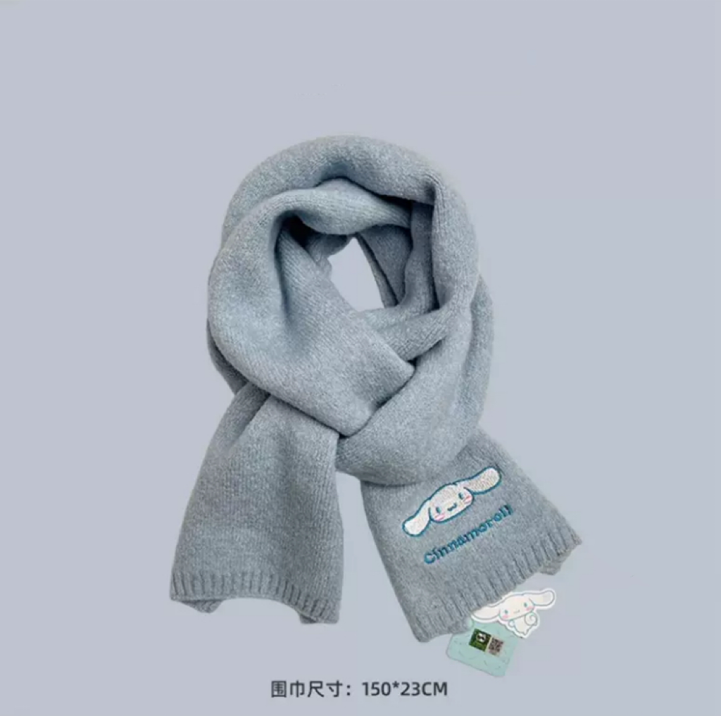 Sanrio Simple Casual Design Warm Scarf | Cinnamoroll - Made with Wool Autumn Winter Accessories Fashionable