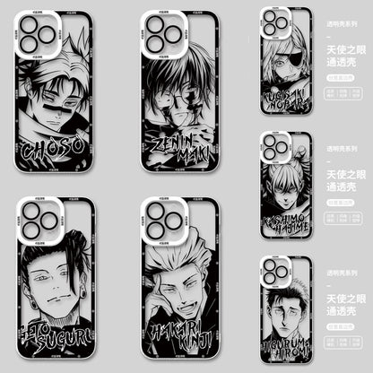 Japanese Anime Jujutsu Kaisen Black & White Drawing Style | Choso Geto Maki Kinji Nobara Hajime - iPhone Case PLUS SE2 XS XR X 11 12 13 14 15 16 16e 17 17e Pro Promax 12mini 13mini