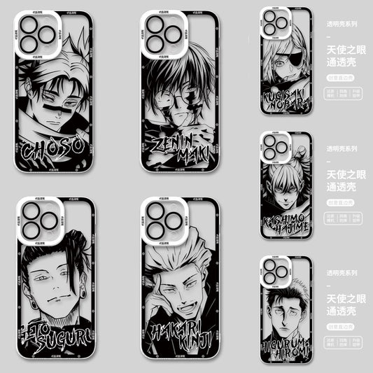 Japanese Anime Jujutsu Kaisen Black & White Drawing Style | Choso Geto Maki Kinji Nobara Hajime - iPhone Case PLUS SE2 XS XR X 11 12 13 14 15 16 16e 17 17e Pro Promax 12mini 13mini
