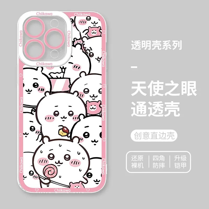 Japanese Cartoon Chiikawa Full Sceen | Chiikawa Hachiware Usagi Momonga Kurimanju - iPhone Case PLUS SE2 XS XR X 11 12 13 14 15 16 16e 17 17e Pro Promax 12mini 13mini
