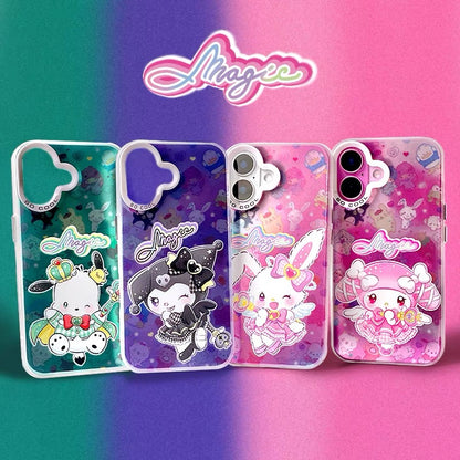 Japanese Cartoon Sanrio Magic Group Laser Case |  My Melody Kuromi Pochacco Wish Me Mell 4 Styles - iPhone Case 11 12 13 14 15 16 16e 17 17e Pro Promax