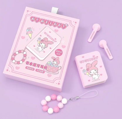 Sanrio Book Style TWS Bluetooth Earphones | Hello Kitty My Melody Kuromi Cinnamoroll Pochacco