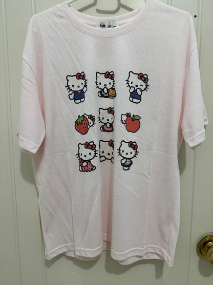Korean Fashion Cute Cartoon Style T-Shirt Series | Vintage Hello Kitty with Strawberry - Kawaii Fashion Items