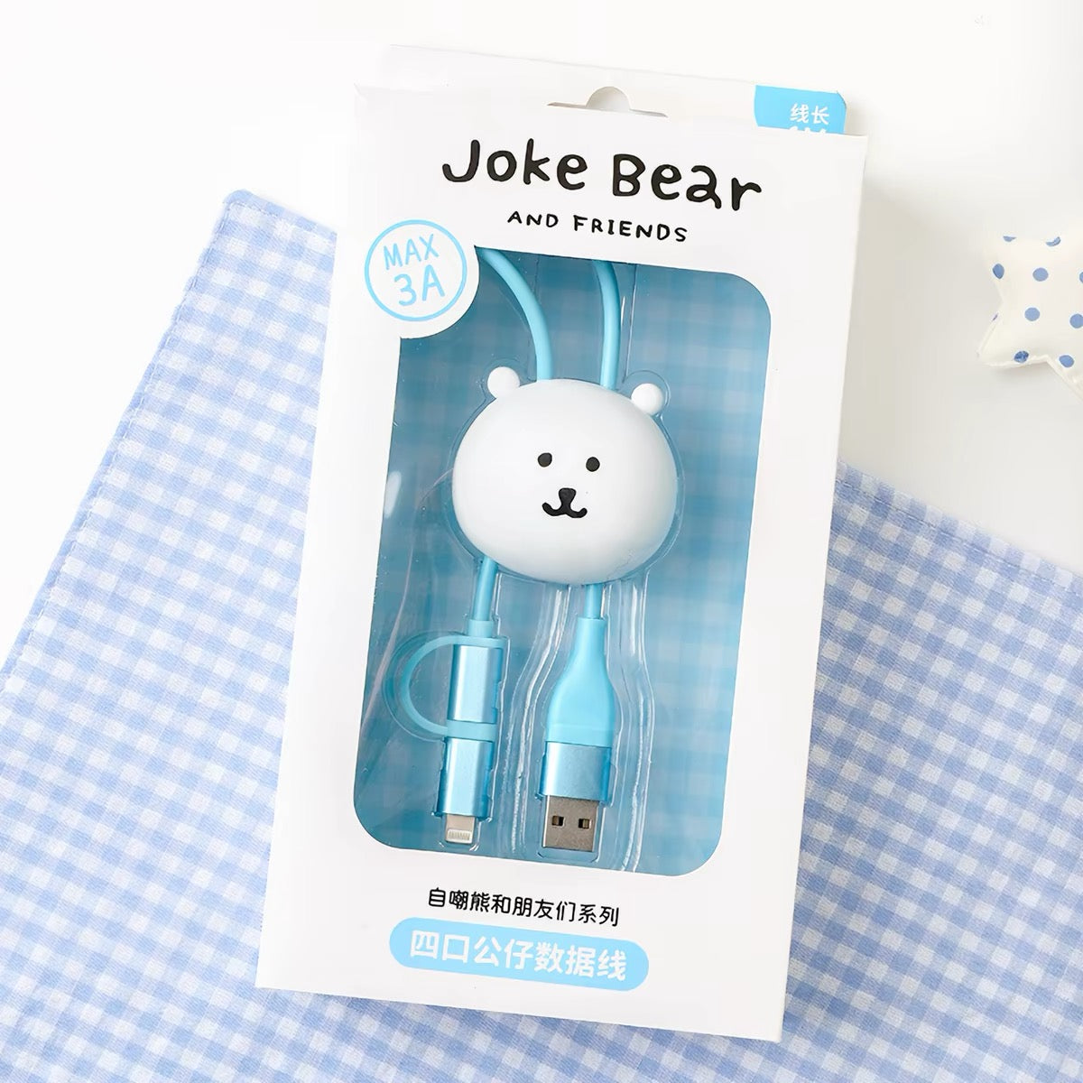 Miniso Joker Bear | 3A Fast Charging Type-C & Lightning Data Cable