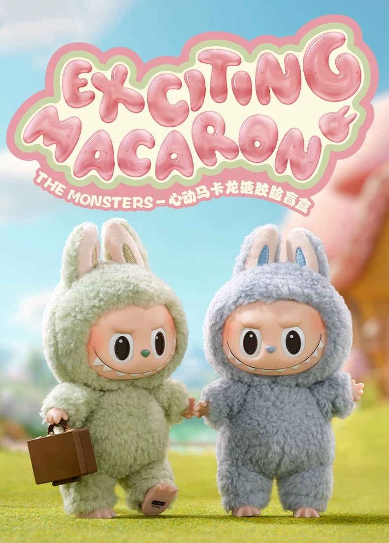 Popmart The Monster Exciting Macaron Series Limited Edition | Zimomo Labubu Vinyl Face Plush Doll Figure Keychain - 15cm Kasing Lung Zimomo Labubu Toy Collection