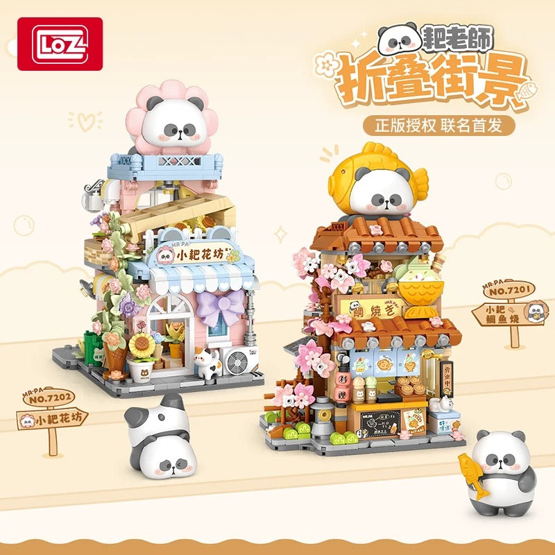 Loz Mr Pa Panda | Taiyaki Snack Food Shop & Flower Shop - Building Mini Blocks Lovely Kawaii Toy Collections